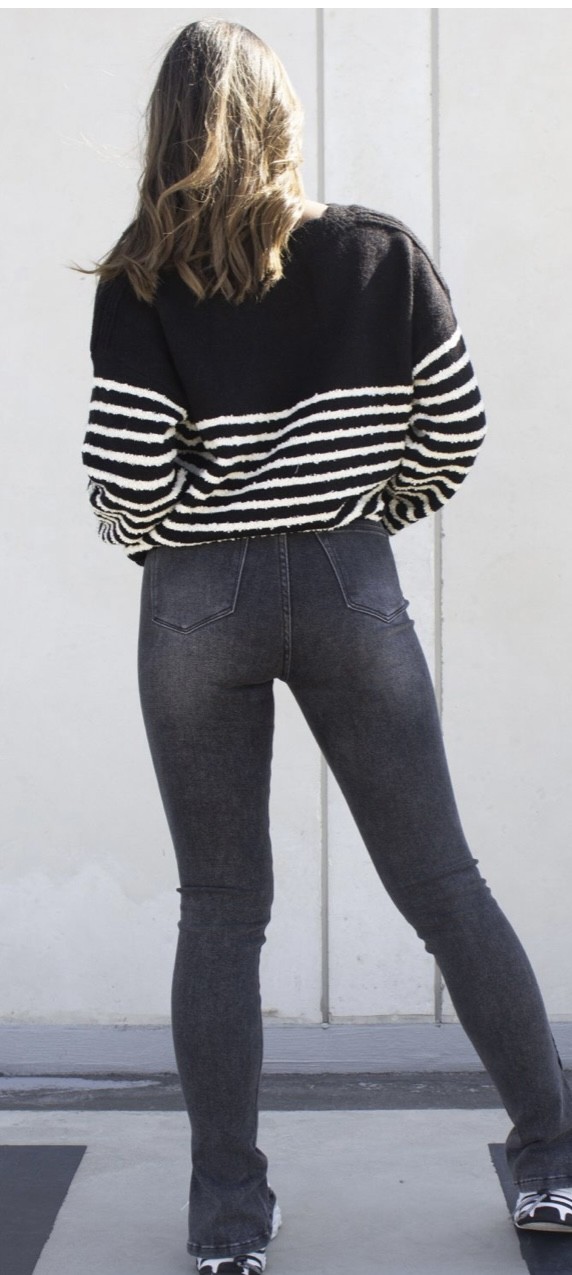 Split jeans dark grey