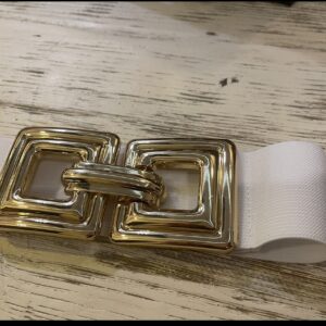 Luxe elastische riem wit/goud