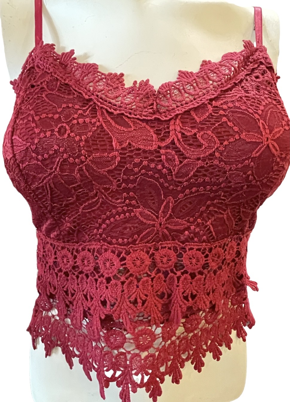 Bustier bordeaux rood kant