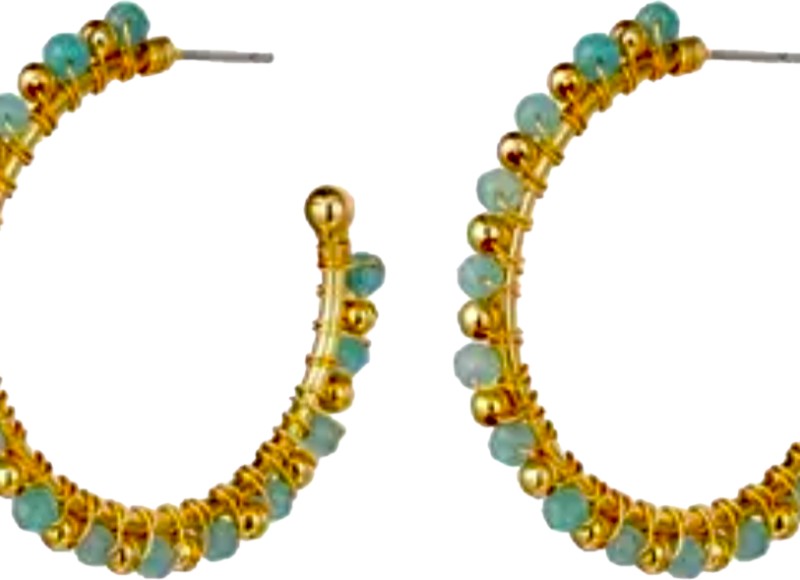 Earrings stainless steel hoop blue stone