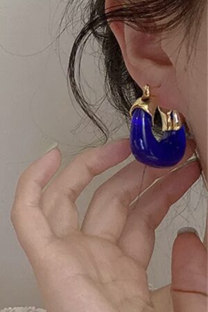 Cobalt blauw U - vormige oorbellen