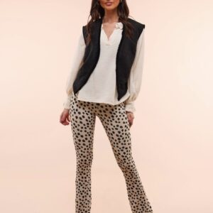 Elin soft flared light sand black flowers Ambika