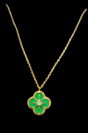 Ketting Alhambra klaver hanger met groene kern