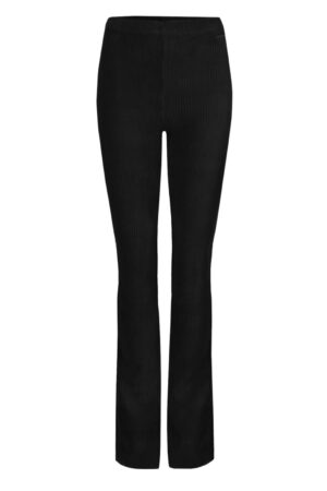zwarte rib flare broek