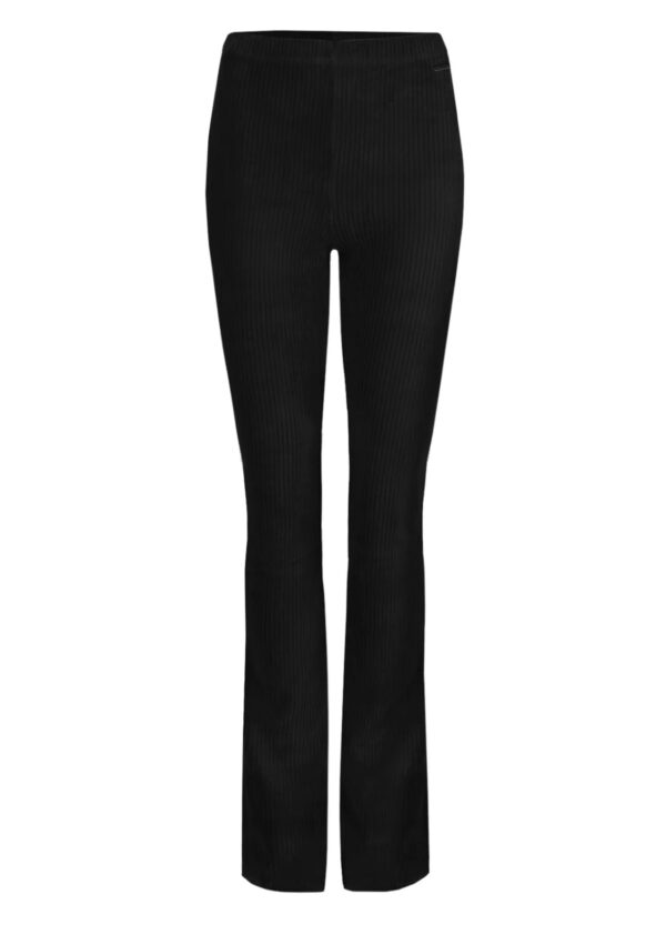 zwarte rib flare broek