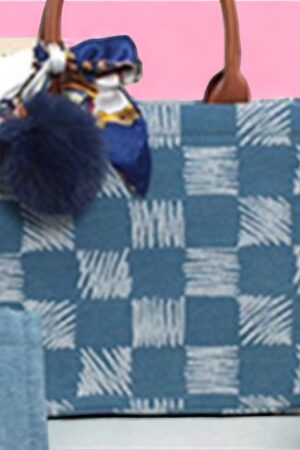 Handtas jeans met een geruite look