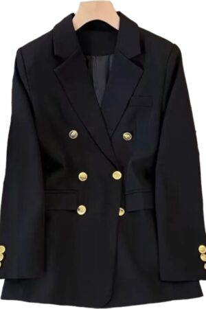 Business blazer black casual double breasted