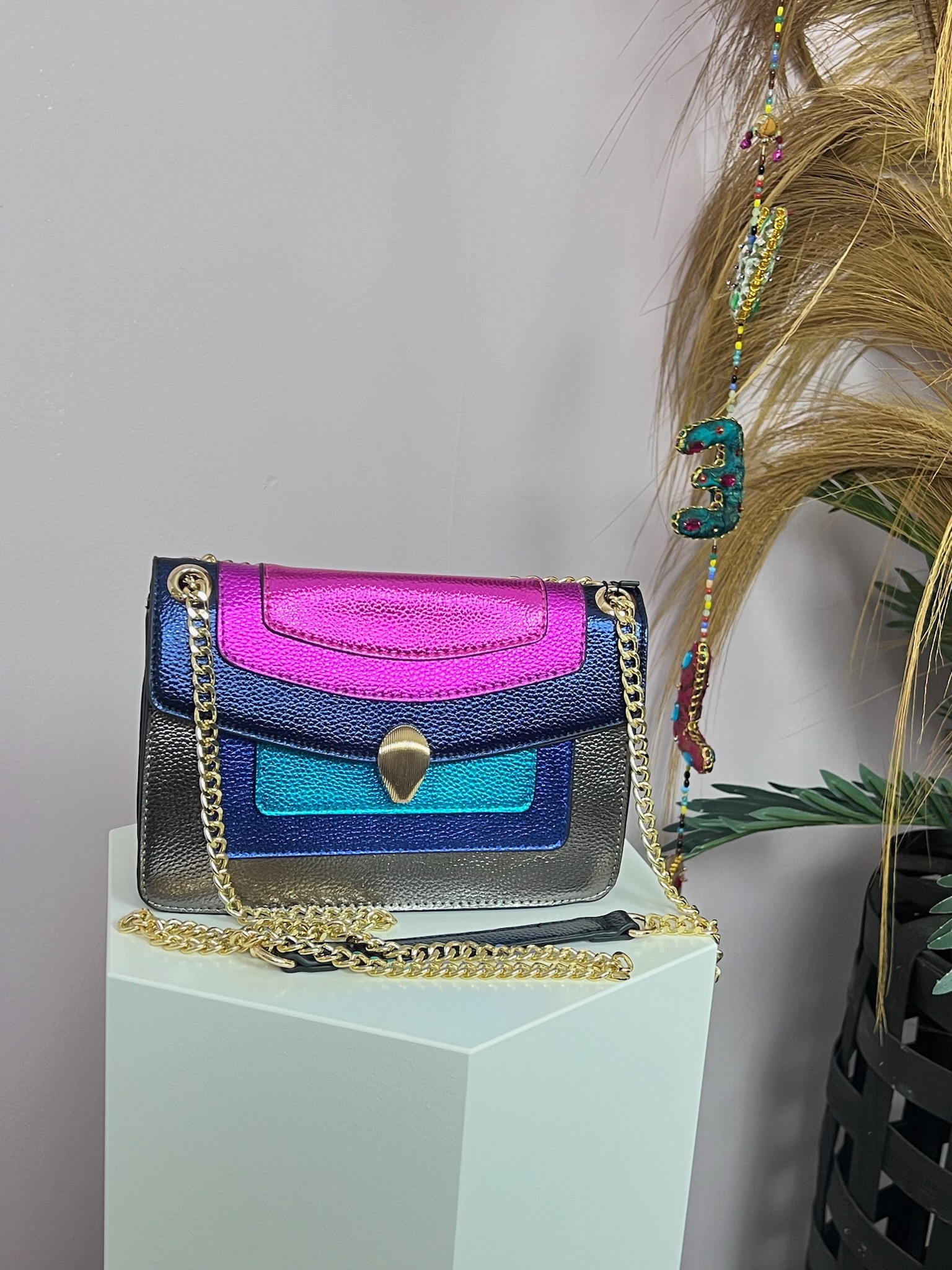 Rainbow metallic schoudertas